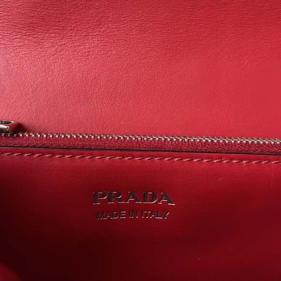 PRADA Elektra Shoulder Crossbody Bag Studded Red/Black Leather - Picture 9 of 14